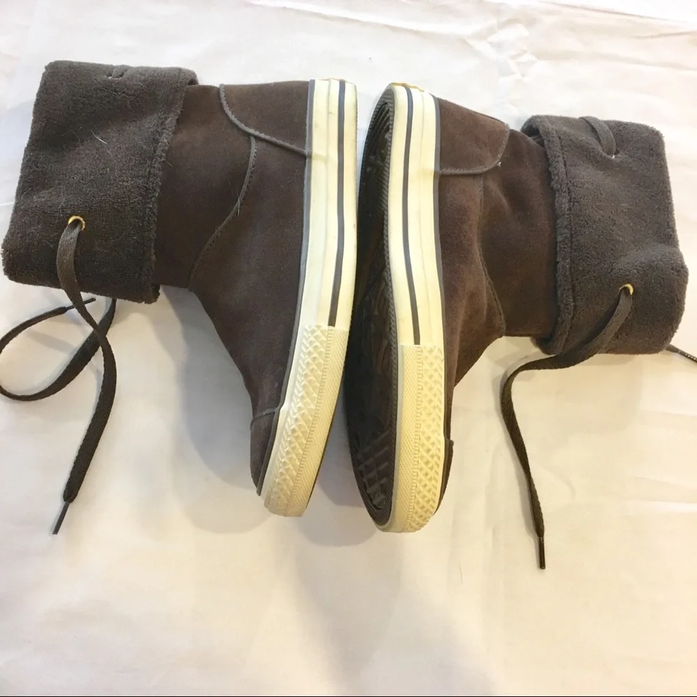 Converse All Star Junior Sz 3 Brown Fur Cuff Boots